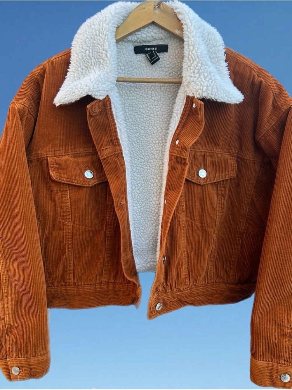 Forever 21 Rust Corduroy Sherpa-Lined Jacket